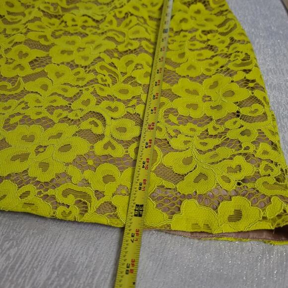 Trina Turk women's lace Neon yellow halter dress Size 4 Silk Garden Party Career - Picture 4 of 10